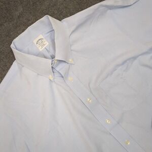 Brooks Brothers Mens Slim Fit Button Down‎ Collar Dress Shirt 17.5 36 Light Blue